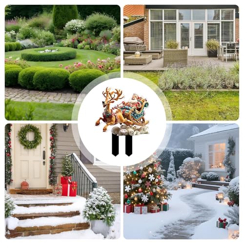 Qoukonao クリスマスデコレーション用アウトドアステーク - 屋外 クリスマス 装飾 庭園 サイン | 平面アクリル 屋外装飾 芝生 鉢植え プランター ベランダ 小道 ディスプレイ 用