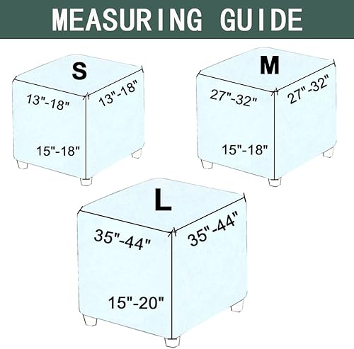Miniatura 7 de Bifaunvogel Funda otomana cuadrada de jacquard elástica para otomana, fundas gruesas y plegables, protector para reposapiés cuadrado con parte