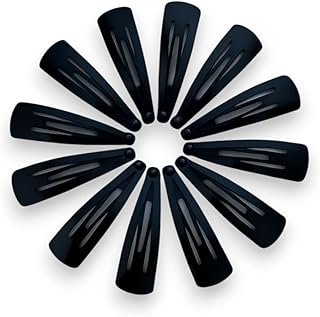 ACCESSHER Black Metal Tic Tac Hair Clips for Girls (Pack of 12 pcs) (5cm) (Matte Black) - Tik Tak Pins for Women (Design 6)