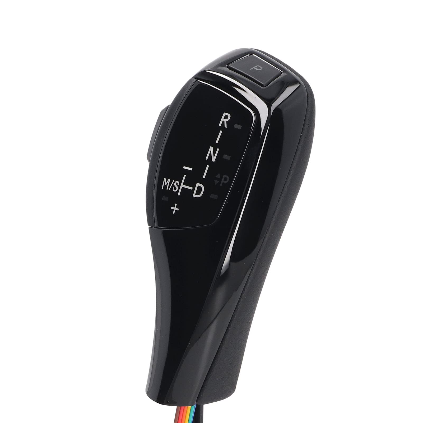 Kit de actualización de cabezal de palanca de cambios con perilla de palanca de cambios LED, mango LED estilo serie F con botón de arranque y parada del motor, agarre de cuero PU (Negro brillante)