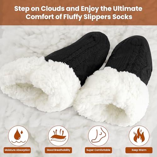 Slipper Socks Winter Warm Cozy Fuzzy Thermal Thick Fluffy Socks With Grips Non Slip2