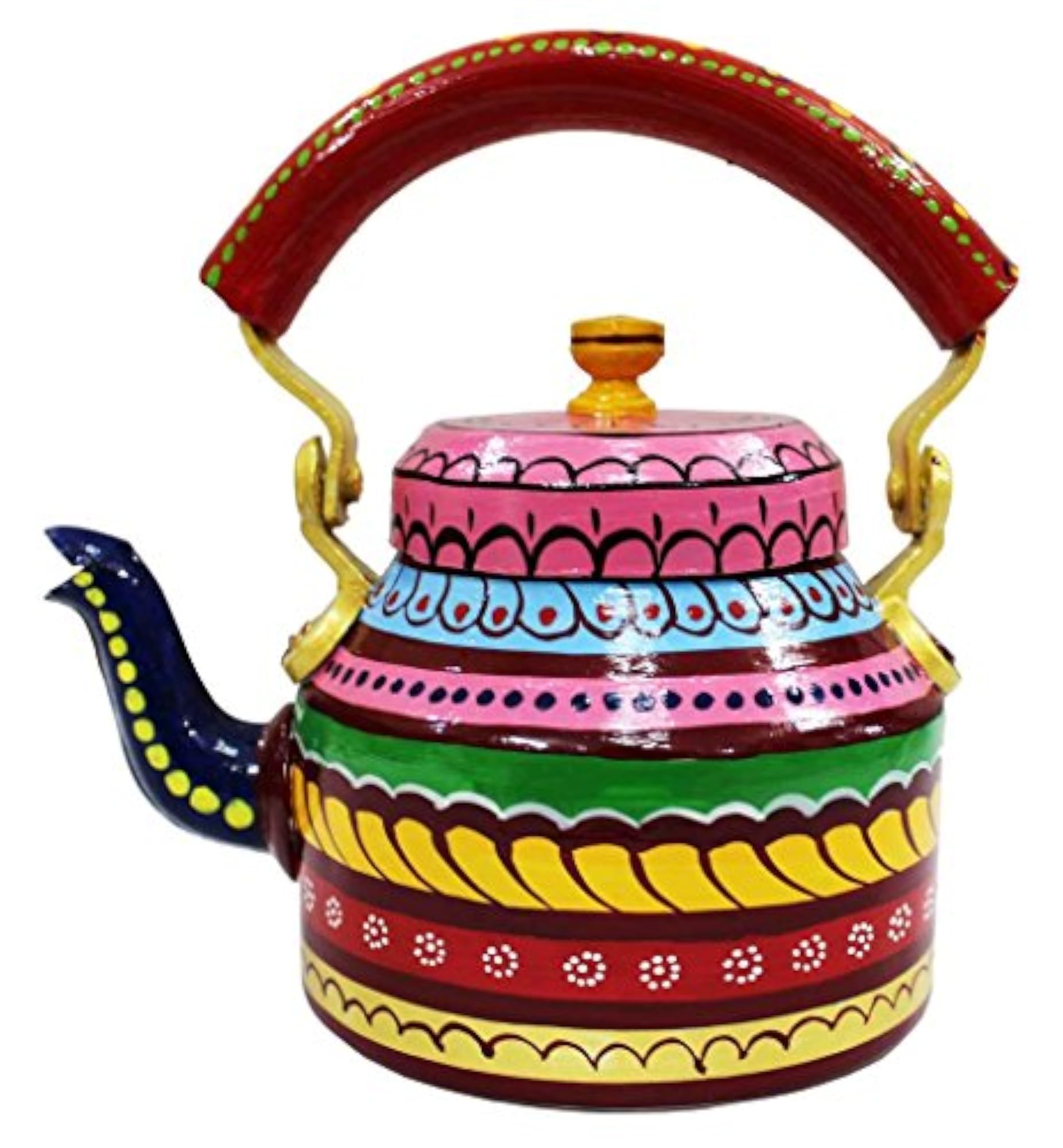 Handpainted Traditional Aluminium Colourful Decorative Tea Kettle