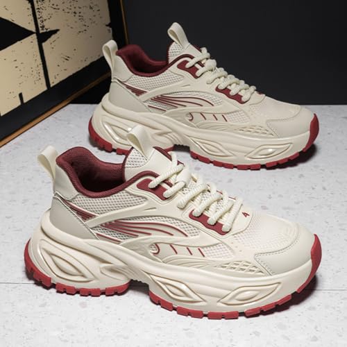 Image of Stylish and Durable Casual Mesh Walking Shoes for Men Chunky Platform Sneakers with Breathable Lace - Up Dad Style Footwear Ideal for Work Workout and Everyday Use