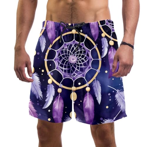 Short de plage pour homme au design exclusif attrape-rêves violet et finitions premium