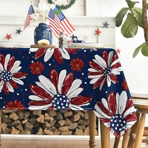 Horaldaily 4th of July Tablecloth 60×84 Inch Rectangular, Patriotic Memorial Day Red and Blue Print Flowers Independence Day Washable Table Cover for Party Picnic Dinner Decor Horaldaily 4th of July Tablecloth 6084 Inch Rectangular Patriotic Memorial Day Red and Blue Print Flowers Independence Day Washable Table Cover for Party Picnic Dinner Decor