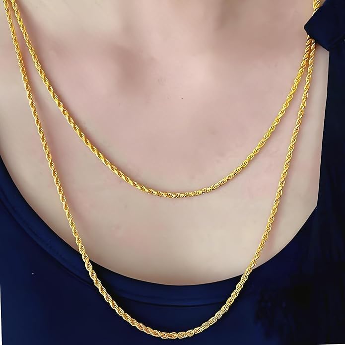 14K Solid Yellow Gold Rope Chain Necklace, 1.5mm,2.0mm,3.0mm,4.0mm with Diamond-Cut Accents, Unisex Gift (Available in 16-36 Inch Lengths) - Image 6