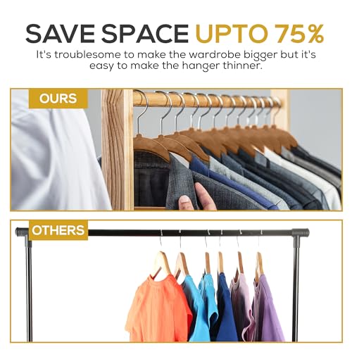 Image of Techzoo 50 Pack New Premium Quality Velvet Hangers Ultra Thin Non Slip Adult Felt Space Saving Hangers for Closet Heavy Duty Coat Pants Jackets Dress Hangers 360 Swivel Hook Hold Upto 10 lbs Bronze