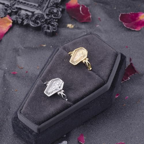 Rose Flower Coffin Ring Stainless Steel Gold Unique Cubic Zirconia Rose Love Gift for Her4