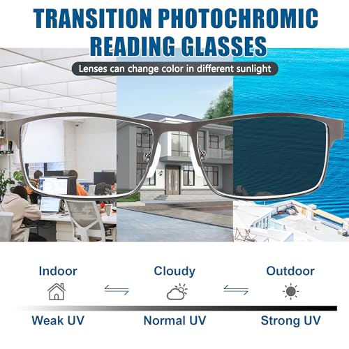 Image of Photochromic Progressive Multifocus Reading Glasses Men Transition Blue Light Blocking Multifocal Computer Readers