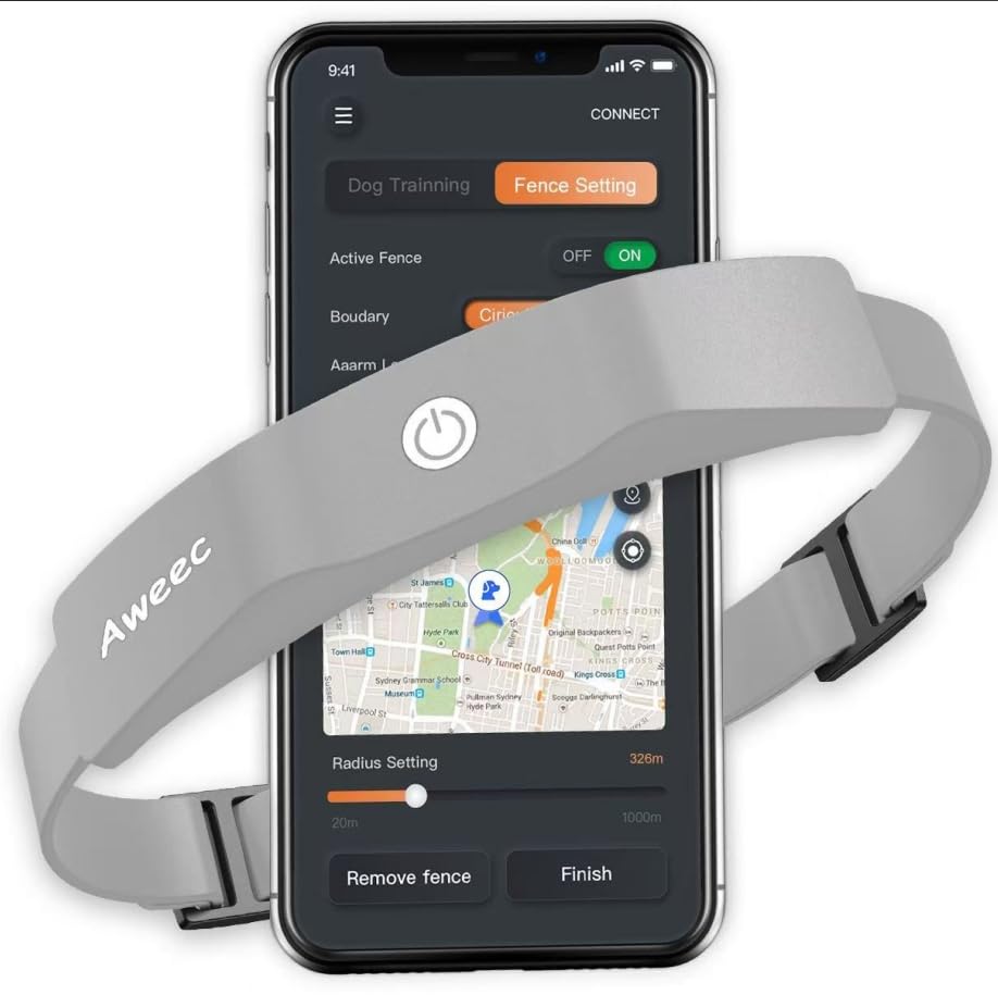 Aweec GPS Wireless Dog Fence System,2025 Electric Fence for Dog & Training Collar, Wireless Collar Boundary Containment System, Adjustable Range Sizes, Suitable for Large,Medium Dogs (Grey)