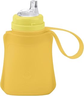 green sprouts Sprout Ware Sip & Straw Pocket made from Silicone and Plants (8 oz.), Non-toxic Silicone Plant-based Plastic Sip & Straw Pocket - Yellow