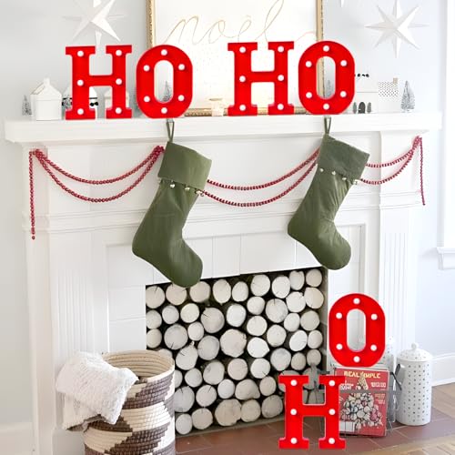 EDYCON Christmas Letter Lights Sign Table Decorations Christmas LED Light up Letters Battery Powered Letter for Home Bar Party Bedroom Tabletop Indoor Decor Gift(HOHOHO) - Image 5