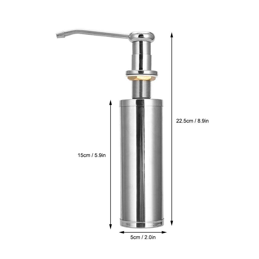 Fdit 300ml Dispenser di sapone in acciaio inossidabile Pompa a mano detergente liquido per lavello da domestica Uso Dispenser di sapone
