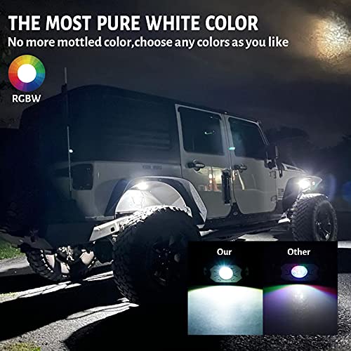 Rgb White Rock Lights Kit, 8 Pods Underglow Multicolor Neon Light Pod With Bluetooth App Control Flashing Music Mode Wheel Well Light For Truck Atv Utv Rzr Suv #TOP1