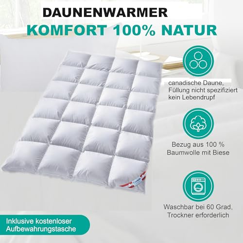 Canada Außensteg Kassettendecke 100% Natur warme Winterdecke Daunendecke (135 x 200 cm)