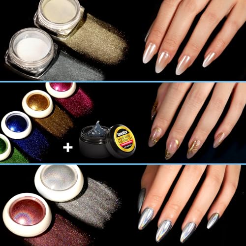 Teenitor Acrylic Nail Kit With Chrome Powder, Almond Tips, Art Brushes, Charms, 3D Gel, Tools, Stand - Beginner Set - Image 4