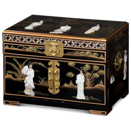 ChinaFurnitureOnline Black Lacquer Mother of Pearl Chinese Jewelry Box