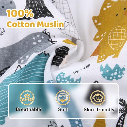 Rquite Car Seat Cover Baby, Carseat Covers Baby for Girl Boy, Muslin Cotton Infant Car Seat Cover, Lightweight Car Seat Canopy, Breathable Baby Carrier Cover, Summer Stroller Sun Shade, Dinosaurs
