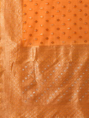 Image of AKHILAM Women's Kanjivaram Banarasi Silk Woven Design Saree With Unstitched Blouse Piece (Multicolored 2RANI20 Parent)