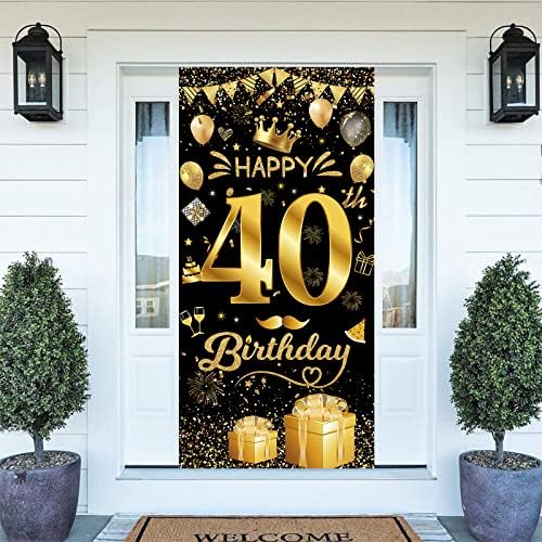 Woyamay 13th Happy Birthday Banner - 13th Birthday Decorations for Boys Girls Black and Gold Party Decorations Backdrop Large Birthday Banner 13th Birthday Party Supplies for Garden Wall Decoration