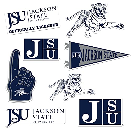Image of Jackson State University 7ct Vinyl Large Deluxe Stickers Variety Pack - Laptop, Water Bottle, Scrapbooking, Tablet, Skateboard, Indoor /Outdoor - Set of 7