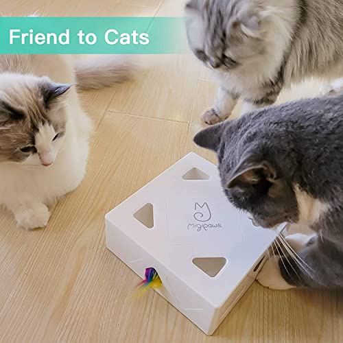 Migipaws Cat Toys, Interactive Automatic 7 Holes Mice Whack-A-Mole, Ultra Fun Smart Teaser Toy For Indoor Cats, Usb Rechargeable, 4 Pieces Feather Refills #TOP3