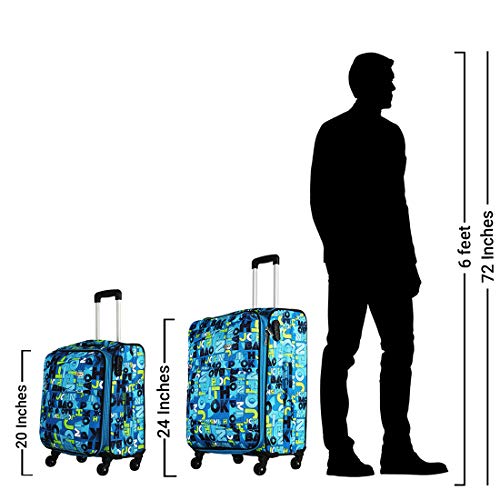 Image of Timus Indigo Spinner Blue 4 Wheel Trolley Suitcase Set of 2 20 inch & 24 inch /55cm & 65cm Expandable Cabin Luggage /Check-in Expandable Luggage Bags with inbuilt Combination Lock /Best Waterproof Bag