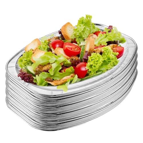 ZOFUN 30 piatti da portata in alluminio, grandi, 35,2 x 24,7 cm, usa e getta, ovali, piatti da portata monouso, grandi, per buffet, matrimoni, catering, barbecue