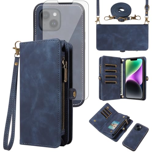 Coque iPhone 14 Plus avec fermeture éclair et sangle à rabat antichoc