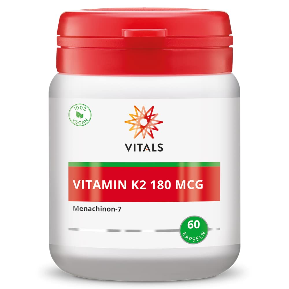 Vitals - Vitamin K2 180mcg, 60 Kapseln. K2 in der überlegenen Form von Menachinon-7 (MK-7). Enthält K2VitalDelta, das eine sehr hohe Stabilität aufweist.