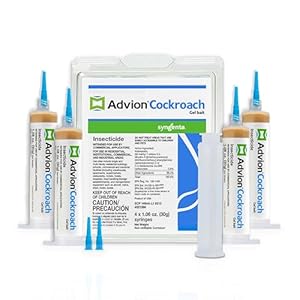 Advion Cockroach Gel Bait, 4 Tubes x 30-Grams, 1 Plunger and 2 Tips, German Roach Insect Pest Control, Indoor and Outdoor Use, Roach Killer Gel for American, German and Other Major Cockroach Species