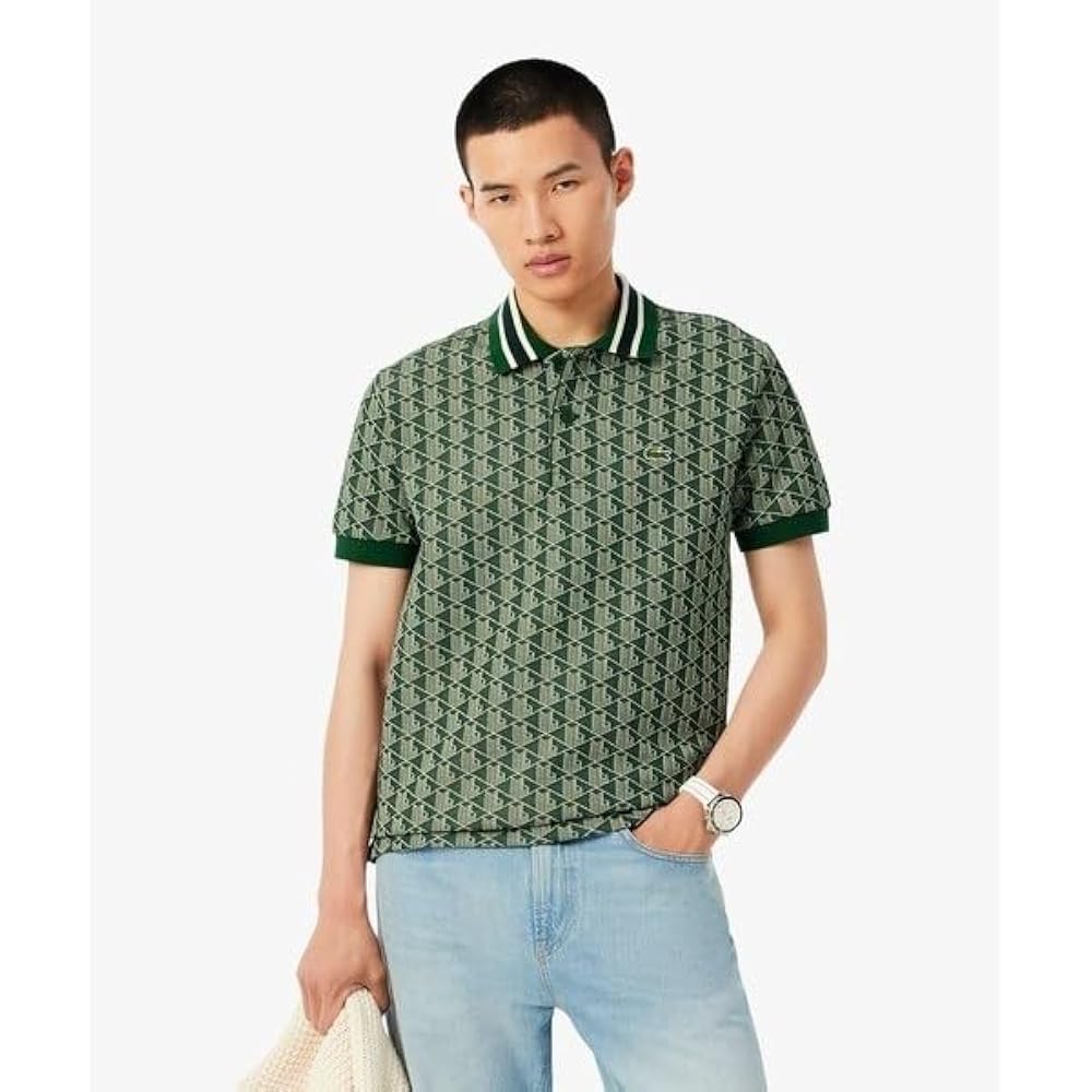 【LACOSTE 】モノグラムポロシャツ Lサイズ Lacoste モノグラム ポロシャツ | ブラウン | FARFETCH JP