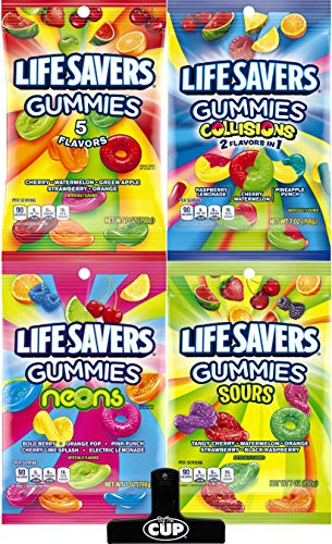 LifeSavers Gummies - 7 Ounce Peg Bag Variety (Pack of 4) with By The Cup Bag Clip