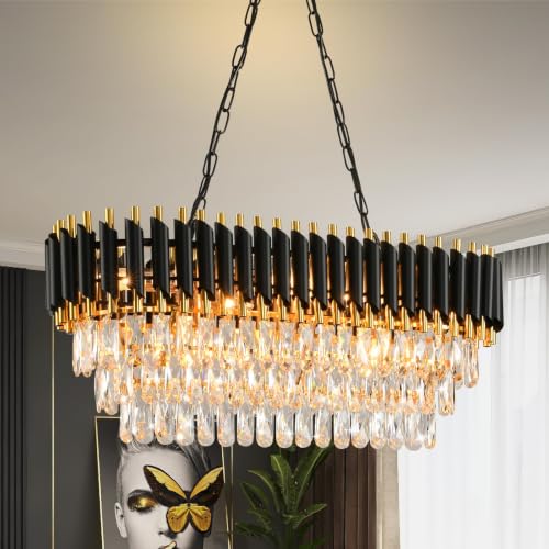 Image of MSSIAN Black Chandeliers Ceiling Lights - Crystal Chandeliers Ceiling Light