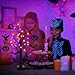 [Timer] 2 Pack 24 Inch Halloween Decorations Indoor, Black Halloween Tree with 24 LED Orange Purple Lights & 16 Pumpkin Bat Ghost Witch Hat, USB/Battery Operated Table Decorations Home Party