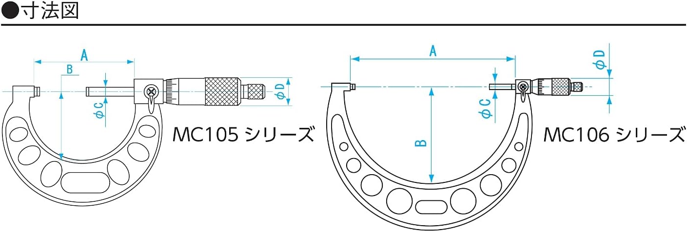 Niigata Seiki MC105-75 SK Standard Outer Micrometer, 2.0-3.0 inches (50-75 mm)