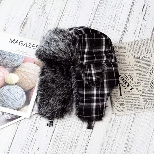Image of ONWAY Trapper Hat Winter Hats for Women Men with Faux Fur Ear Flaps