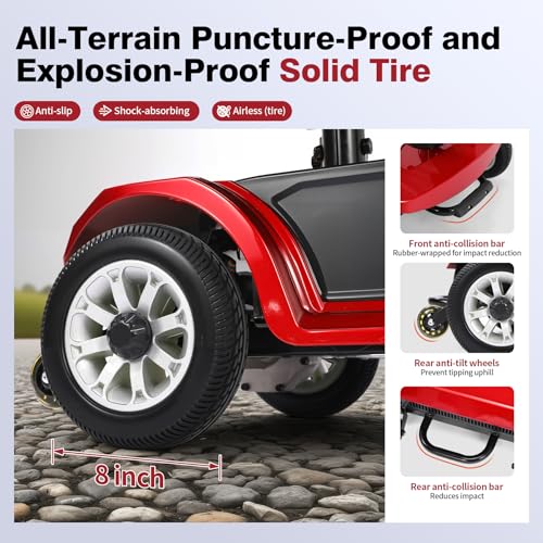 Image of 22-Mile Electric Mobility Scooter for Seniors - Easy to Operate | Foldable with Dual Removable Batteries, 420 lbs Heavy-Duty Capacity & 4-Wheel Stability, Lightweight Design