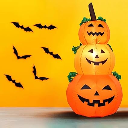 BNF Halloween Air Inflatable Pumpkin Ghost Led Light Outdoor Yard Party Decor Three Pumpkins