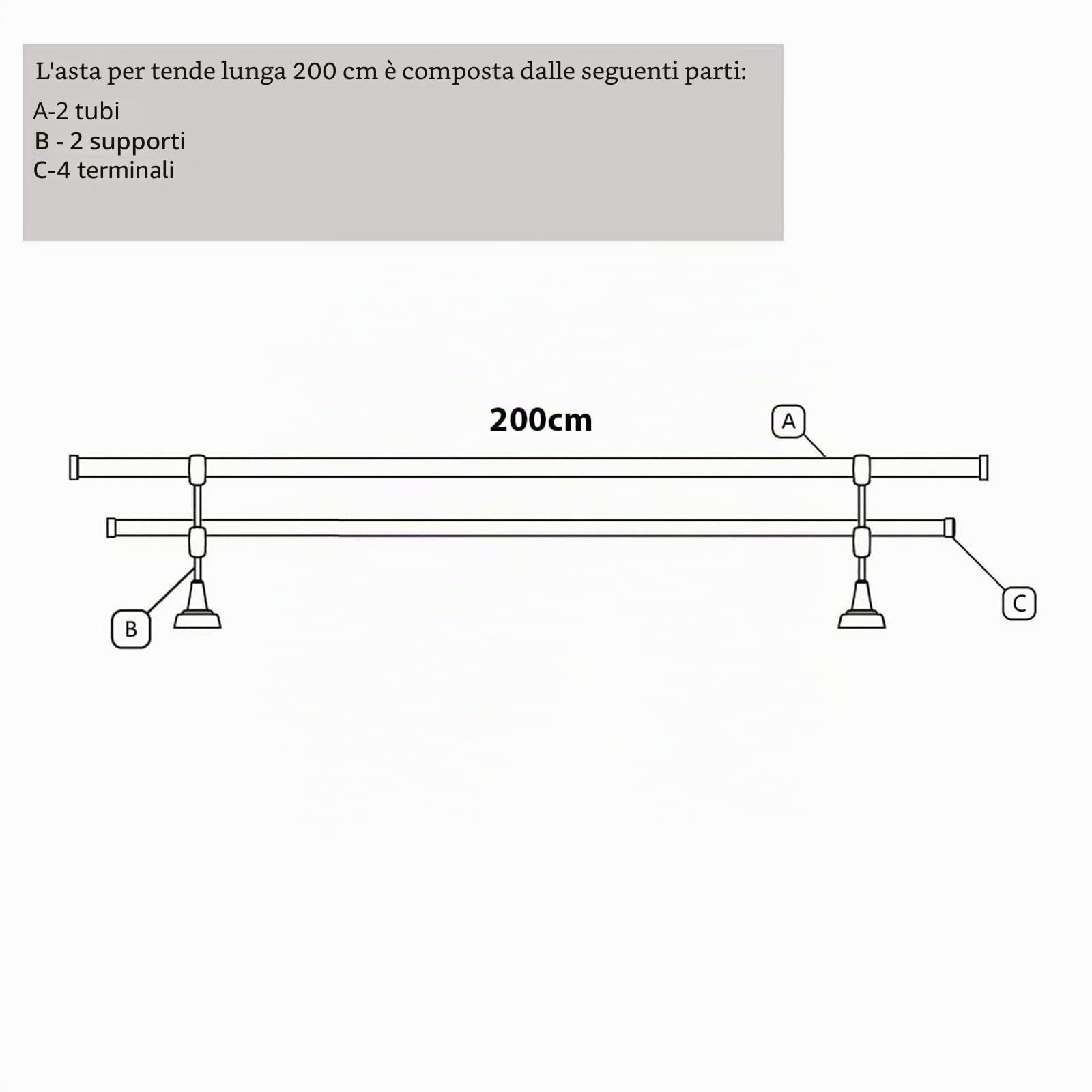 MDEKOR Bastone per tende, 19 mm, 2 frequenti, fissaggio a soffitto, oro anticato, in metallo (200)