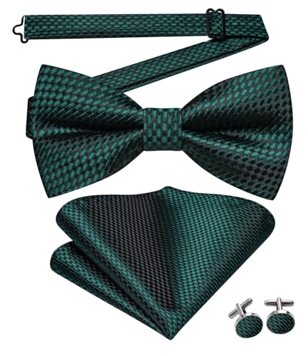 Image of Dubulle Mens Paisley Striped Bowtie Set Pre-tied Bowtie for Men and Pocket Square Set Wedding Business