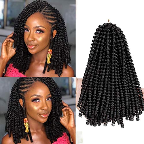 LANYI 3 Packs/Lot Spring Twist Hair Braids 8'' Synthetic Braiding Hair Extensions for Women 30 Strends/Pack #1b