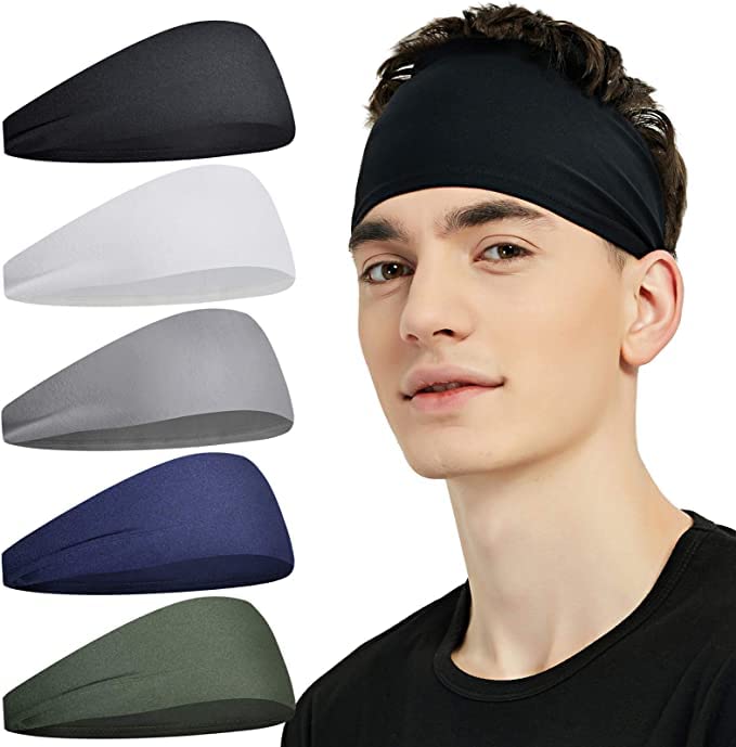 BISMAADH Polyester Sports Headband Athletic Mens Sweatband Head Band