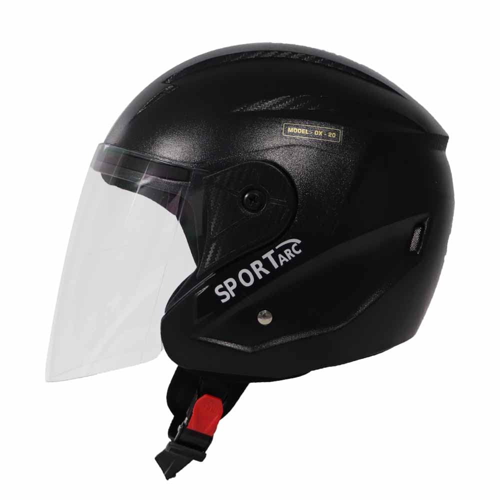 TVS Sport Arc Half Face Helmet for Men and Women, Black, Size XL, ISI and DOT Certified