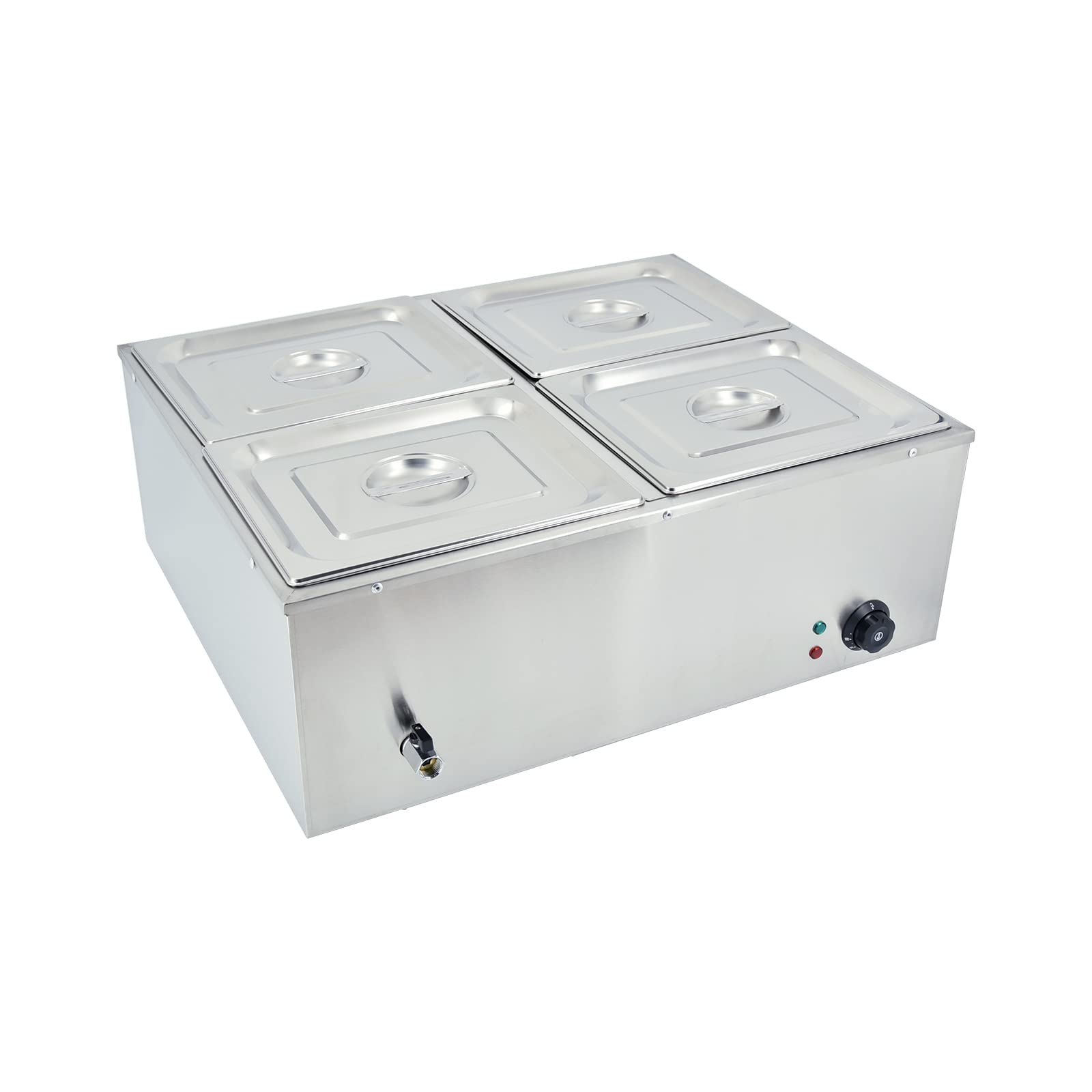 TAIMIKO Baño Marie eléctrico de acero inoxidable 220 V calentador de platos profesional comercial con 4 bandejas para tiendas de desayuno, aperitivos, restaurantes