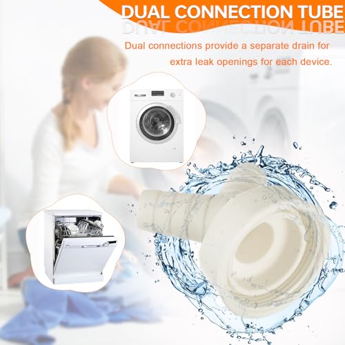 HUAREW waschmaschine abfluss adapter, Doppelanschluss für Waschmaschine, 1 1/2 Zoll Y-adapter für Geschirrspüler und Waschmaschine mit Eingangsstutzen von 19-24 mm und Abgang DN 40 Rohr