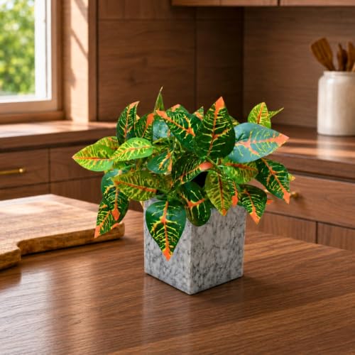 Image of fancymart Artificial Plant with Real-Touch Leaves in Pot, 25 cm, Indoor Tabletop Item for Home Decor, Office, Living Room