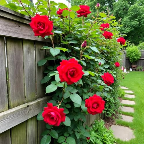 Image of Climbing Rose Hybrid Seeds Pack - Large Flowers- 70 Easy-to-Grow Seeds for Vibrant Blooms, Suitable for All Indian Climates (RED)