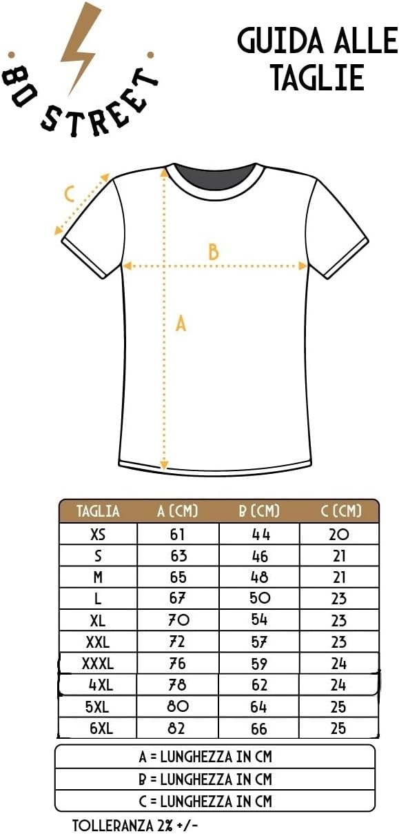 80STREET T-Shirt Unisex Basic 100% Cotone Jersey, Girocollo Con Parasudore, Cuciture Rinforzate, Made In Italy
