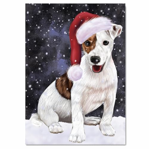 Let it Snow Black with Jack Russell Dogs Christmas Canvas